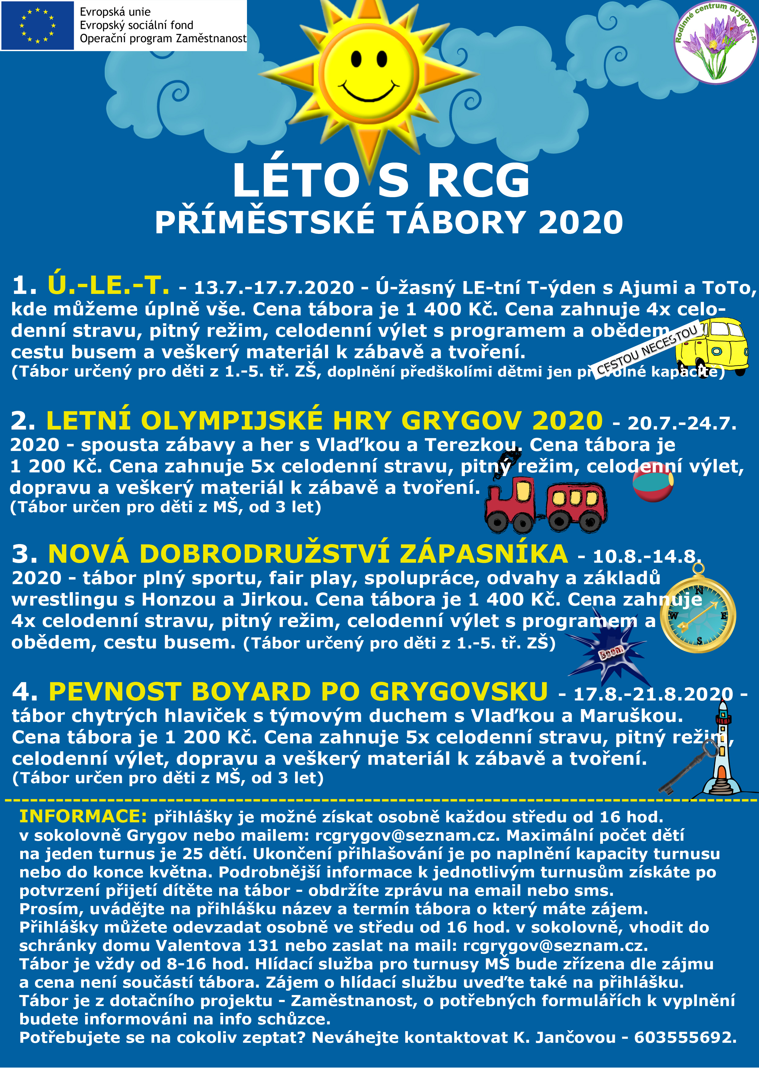 LÉTO S RCG – Příměstské tábory 2020